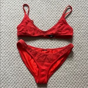 Triangl Swimwear - Maia Cerise Red Terry Top and Bottom - Both Size X-SMALL